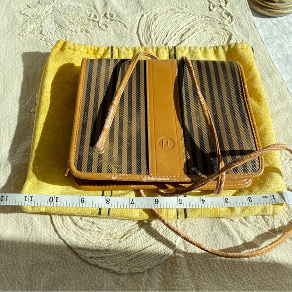 VINTAGE FENDI Striped Crossbody Bag 7”x9” With Dust Bag. FREE SHIPPING - Picture 16 of 16